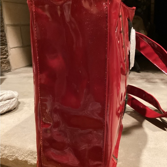 VINTAGE RED PATENT LEATHER SCOTTY DOGS HOLIDAY TOTE BAG - Picture 15 of 16